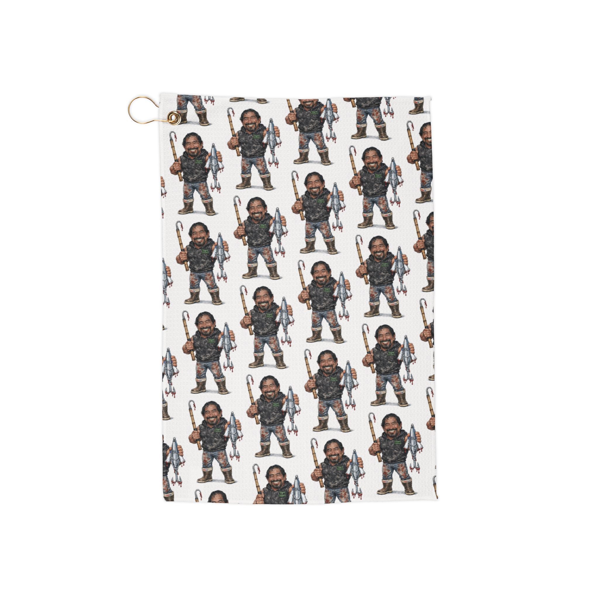 Fishing Towel — Eddie is the Bomb Patterned Towel with Clip Ring